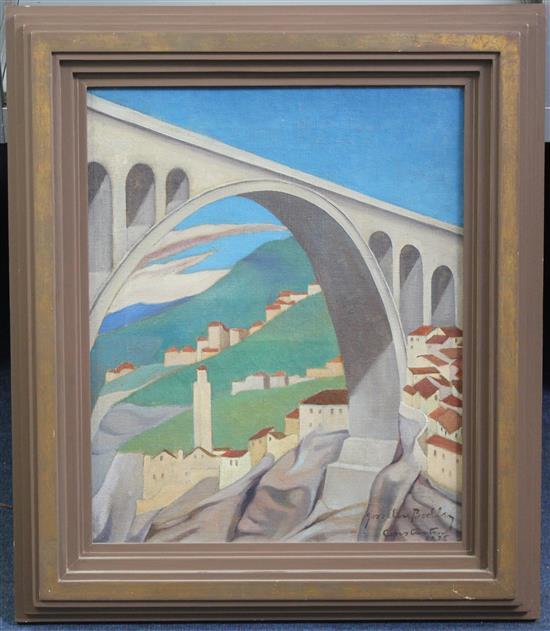 § Josselin Bodley (1893-1974) Constantine (Pont de Sidi Rached Bridge, Constantine, Algeria), 18 x 15in.